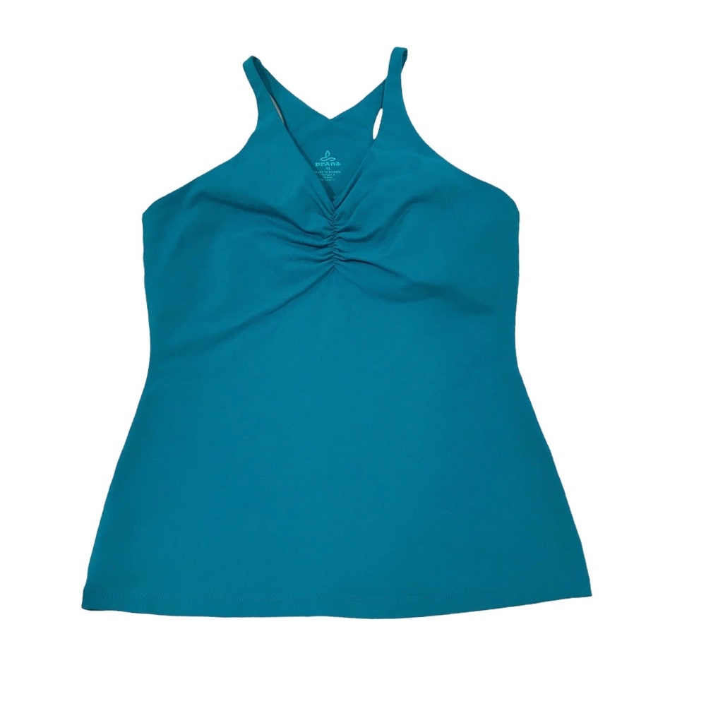prAna BREATHE Yoga/Workout Blue/Teal Racerback/Tank Built-In Bra, Size XL